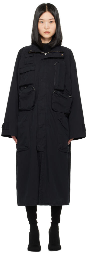 MM6 Maison Margiela Black Bellows Pocket Coat Cover