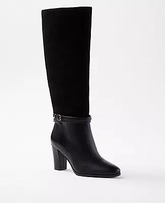 Ann Taylor Leather & Suede Pull On Knee High Boots Cover