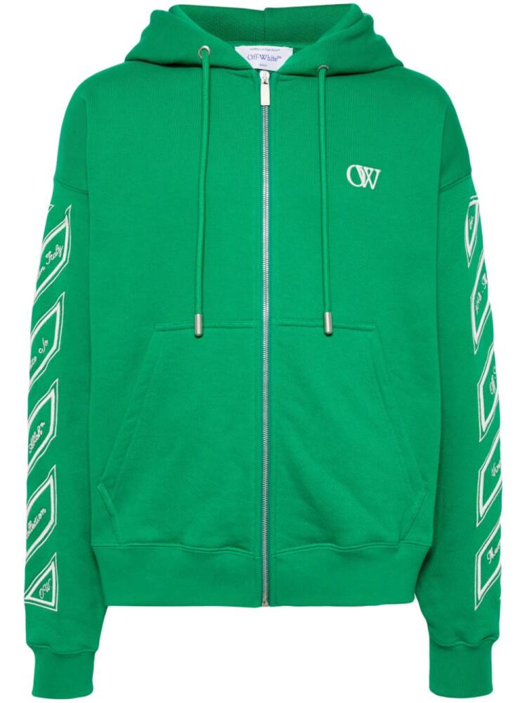 Off-White Diag-stripe zip-up hoodie - Green Cover