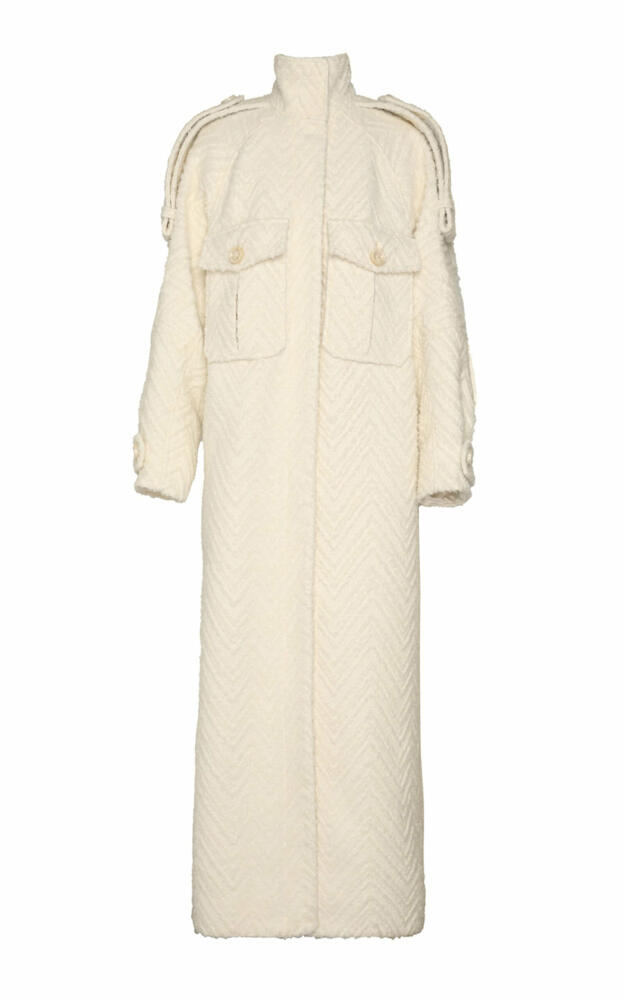 Zimmermann - Illustration Chevron-Knit Wool-Blend Coat - Off-White Cover