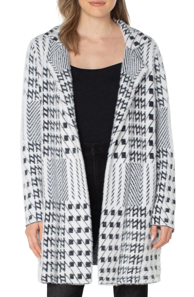 Liverpool Mixed Plaid Open Front Sweater Coat in Black/White Mixed Plaid Cover