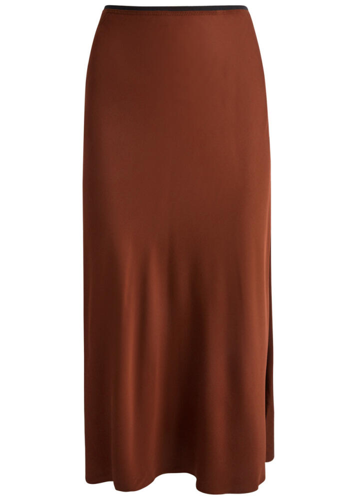 Diane Von Furstenberg Malik Satin Midi Slip Skirt - Brown Cover