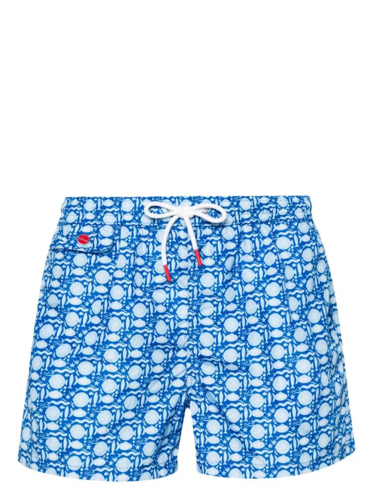 Kiton fish-print swim shorts - Blue Cover