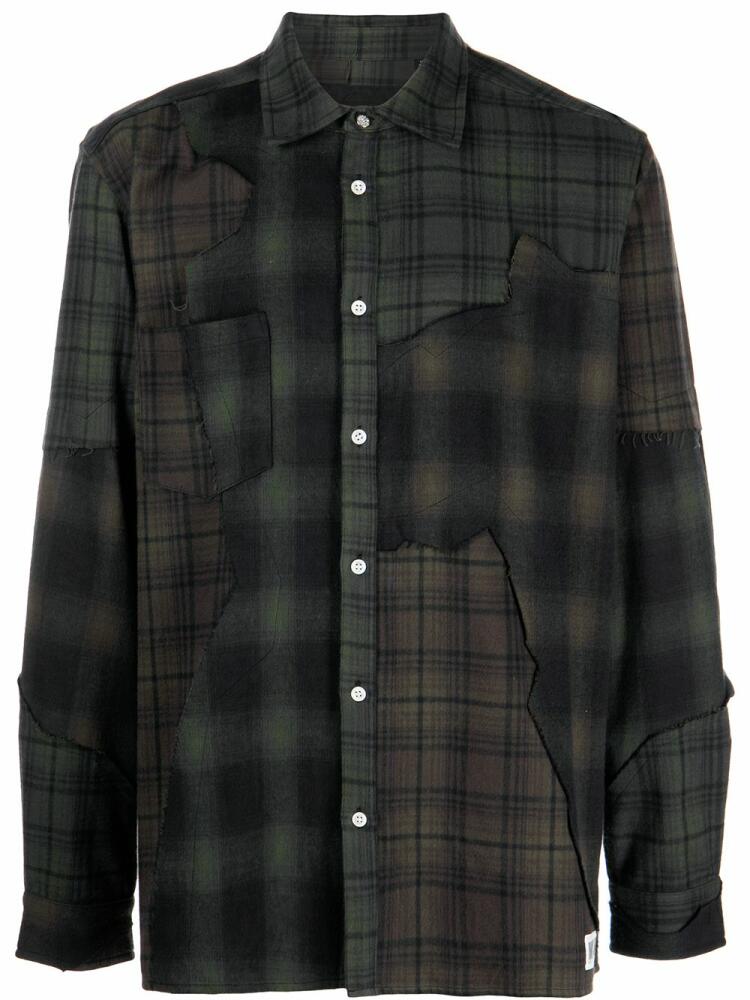 Mostly Heard Rarely Seen plaid-check patchwork shirt - Brown Cover