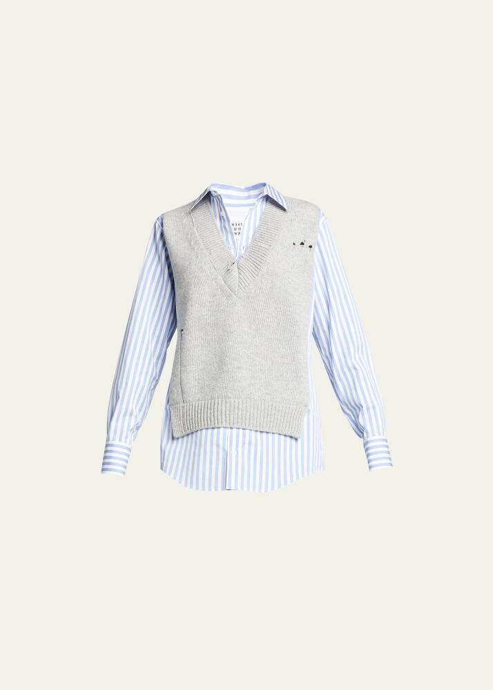 Maison Margiela Mixed-Media Sweater Vest Shirt Cover