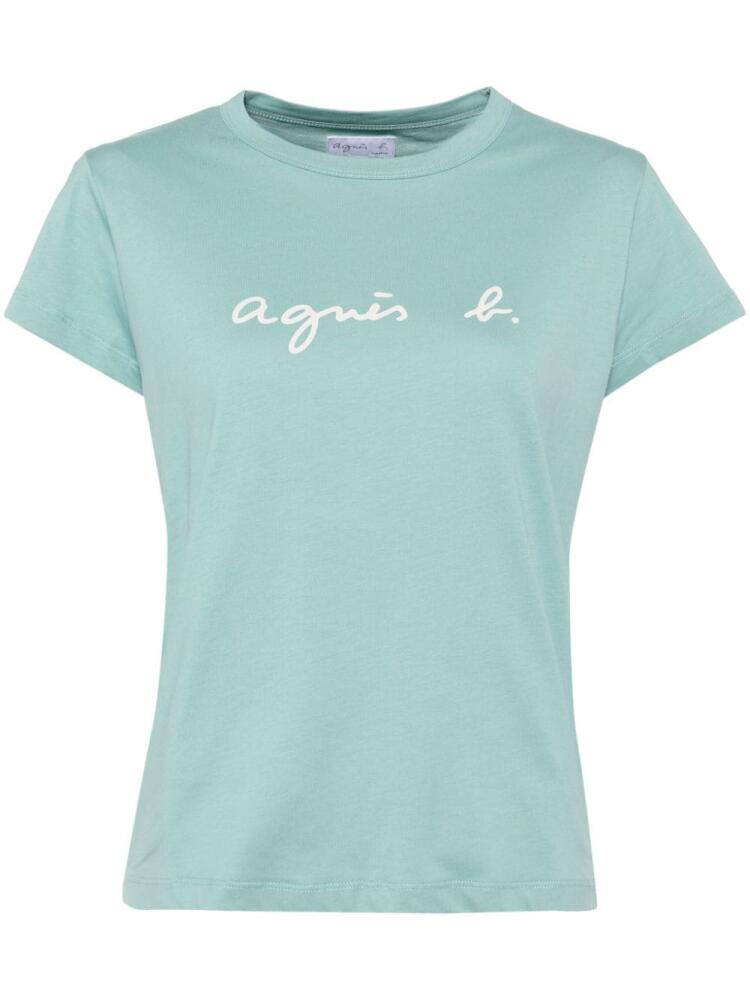 agnès b. logo print t-shirt - Green Cover