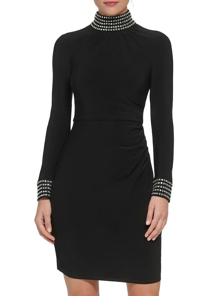 Eliza J Women's Embellished Highneck Mini Dress - Black Cover