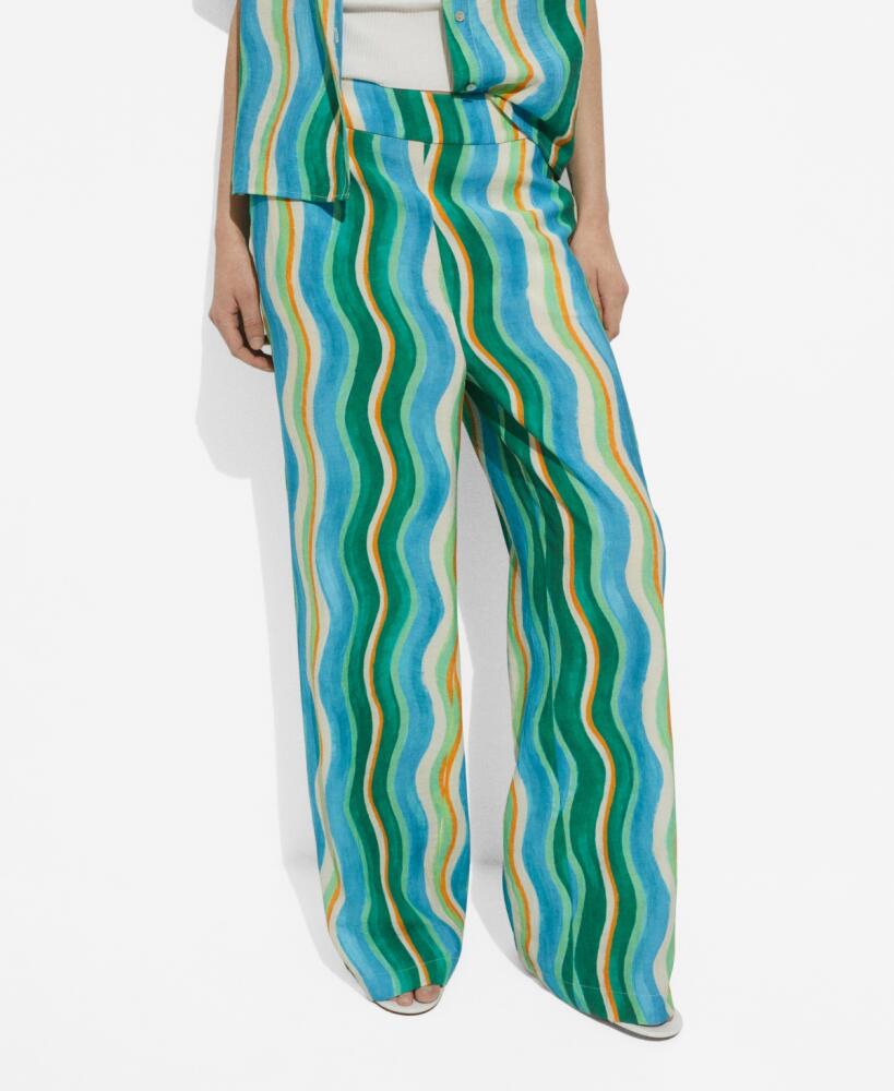 Mango Women's Wide Leg Printed Pants - Green Cover