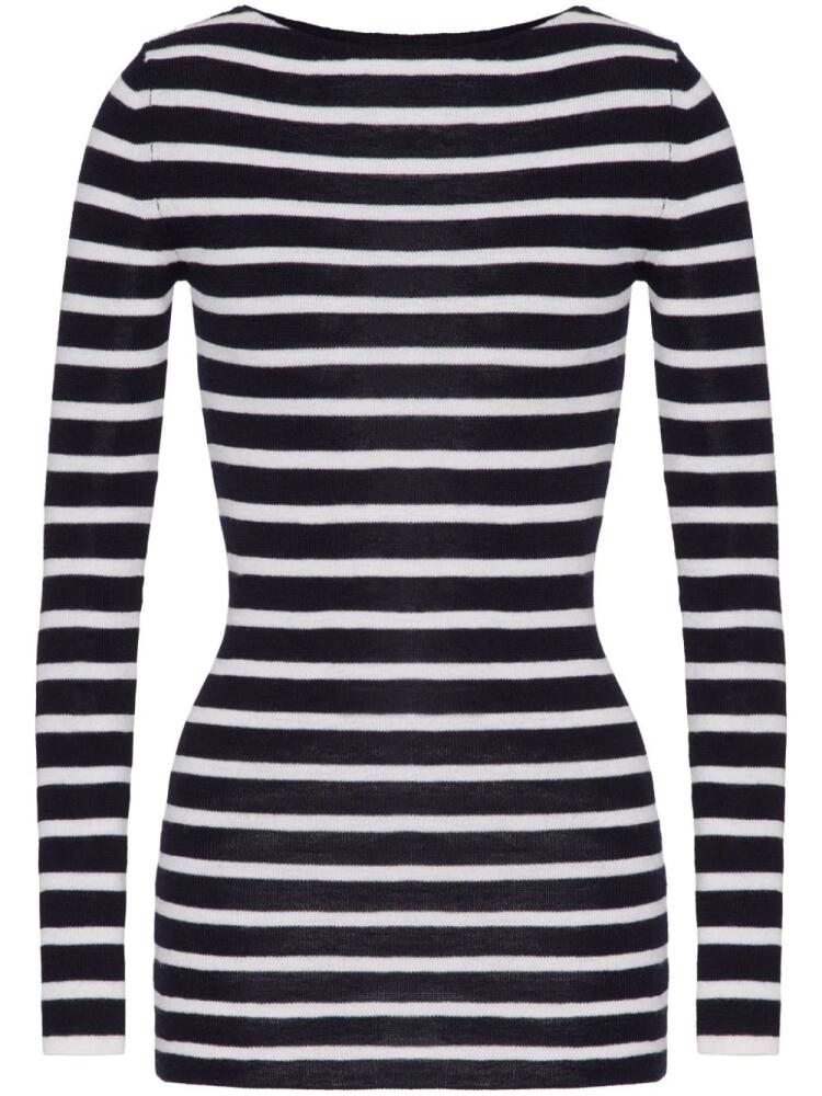 Valentino Garavani striped intarsia-knit jumper - Black Cover