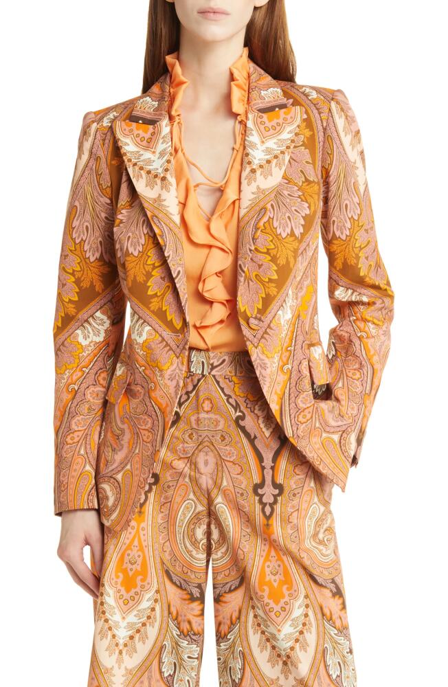 KOBI HALPERIN Clare Paisley Cotton One-Button Blazer in Musk Melon Multi Cover