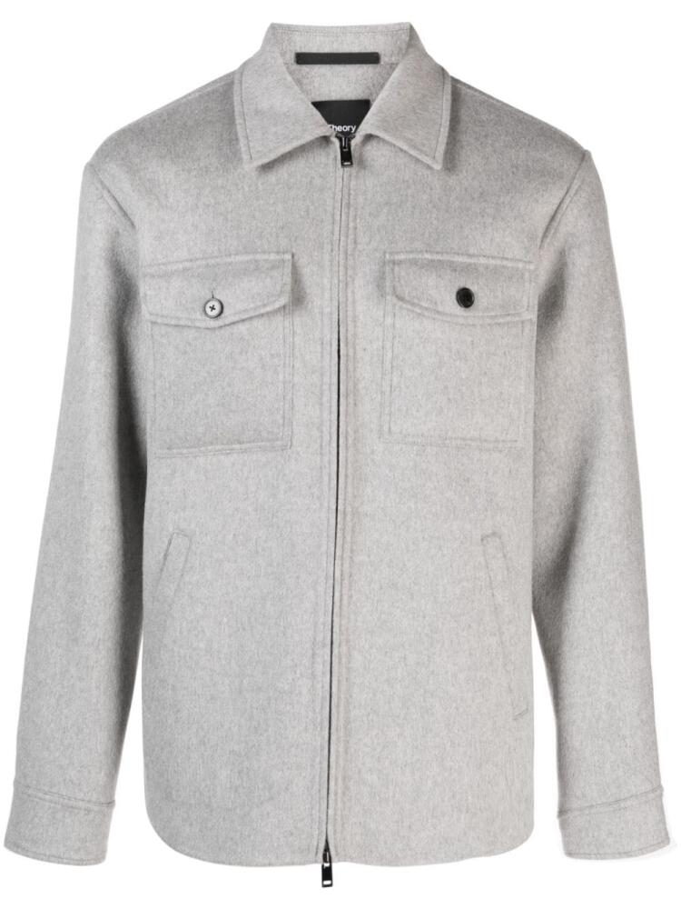 Theory zip-up wool blend shirt jacket - Grey Cover