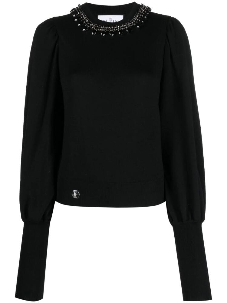 Philipp Plein Crystal-embellished wool knitted jumper - Black Cover