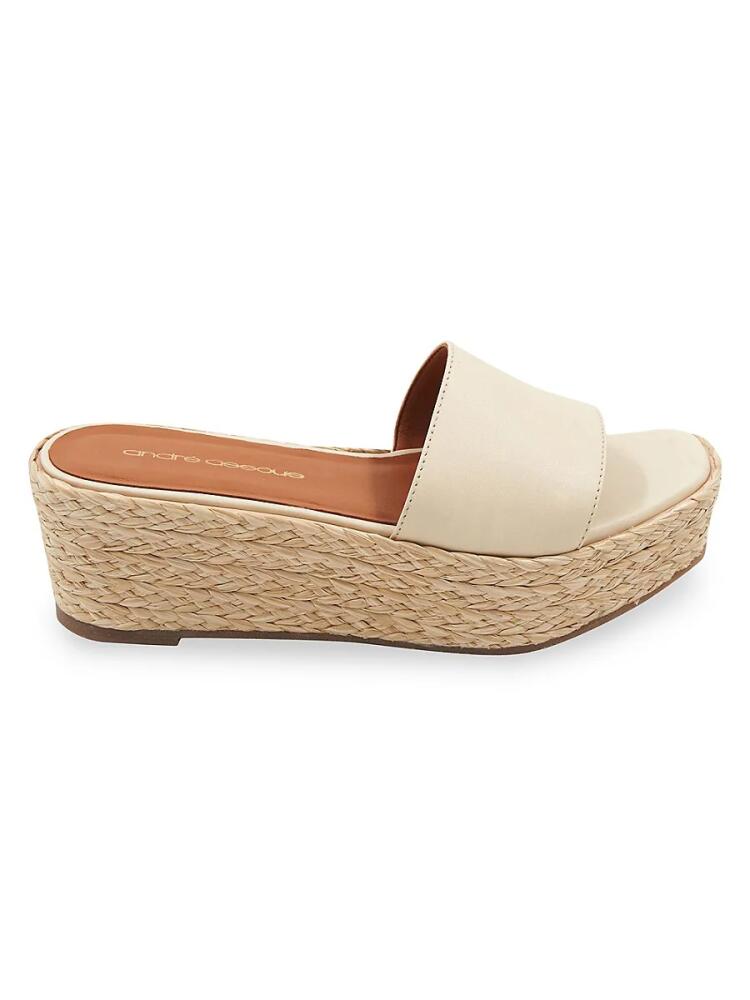 Andre Assous Women's Leather Flatform Slide Sandals - Beige Cover