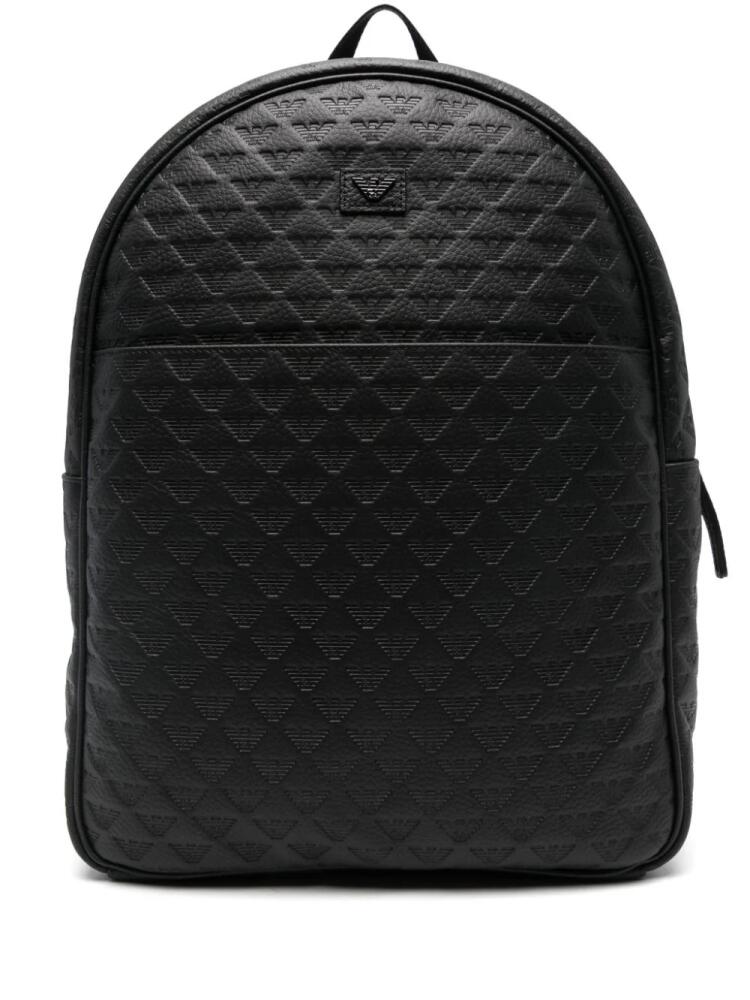 Emporio Armani all-over debossed logo backpack - Black Cover