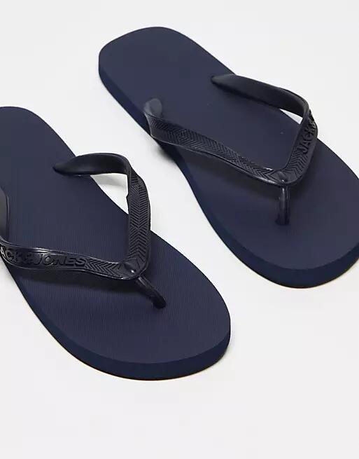 Jack & Jones logo flip flops in navy Cover