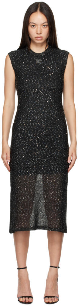 MSGM Black Glitter Midi Dress Cover