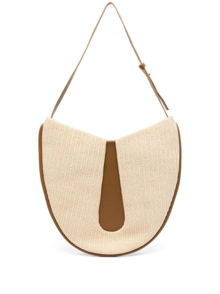 Themoirè interwoven panelled shoulder bag - Neutrals Cover