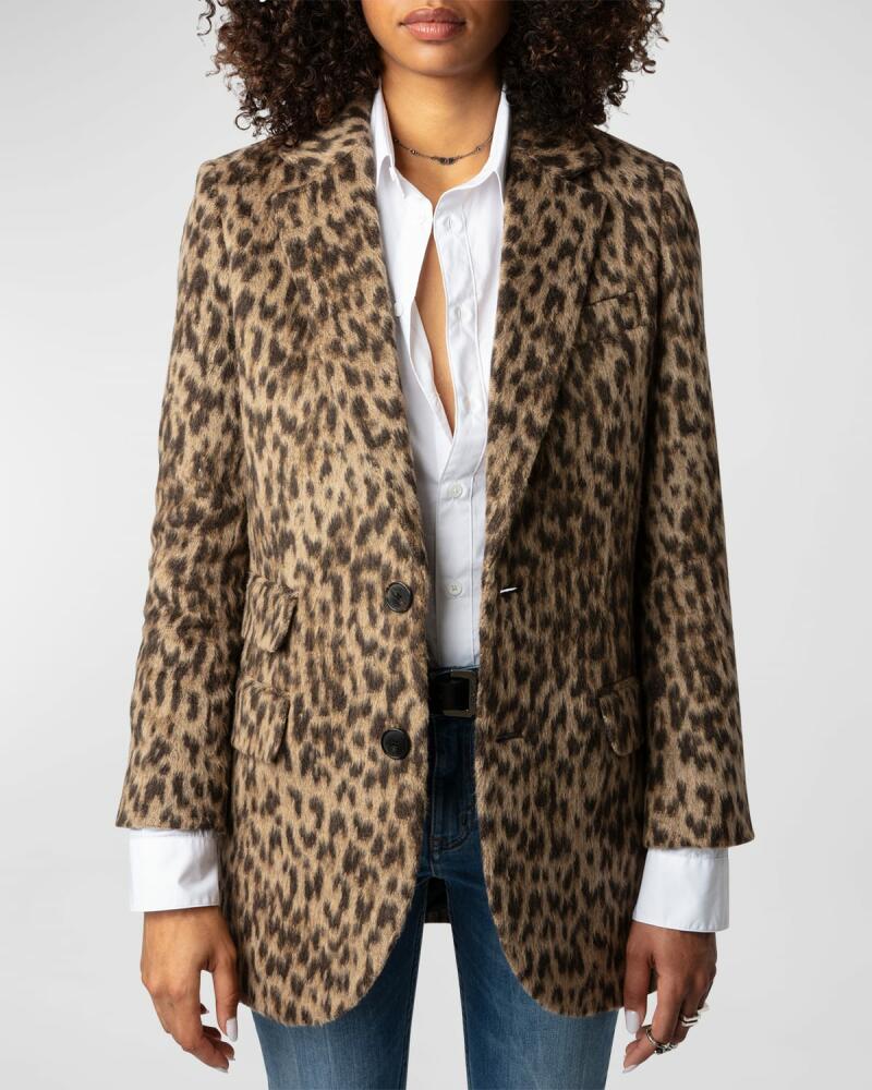 Zadig & Voltaire Violet Soft Wild Leopard-Print Blazer Cover