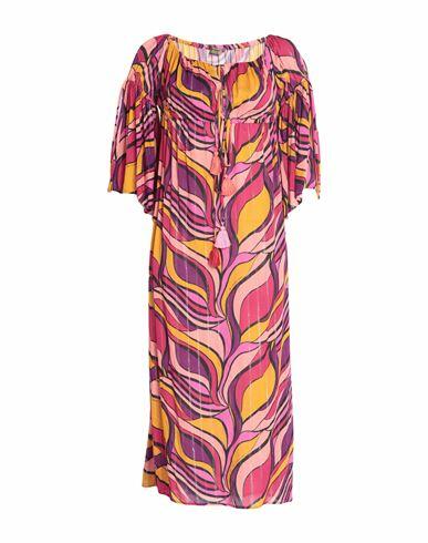 Miss Bikini Luxe Woman Cover-up Fuchsia Viscose, Lurex Cover