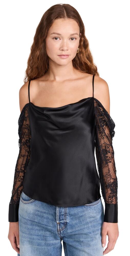 L'AGENCE Zion Cold Shoulder Blouse Black Cover