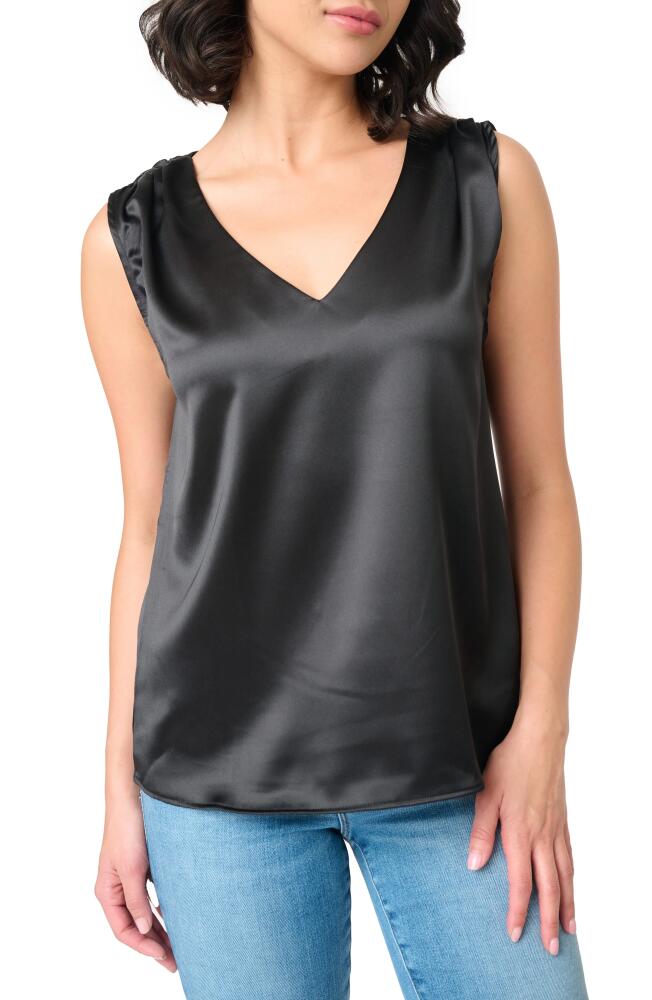 GIBSONLOOK Reverly Cinch Shoulder Sleeveless Satin Top in Black Cover