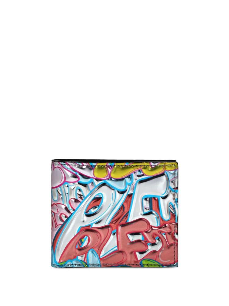 Philipp Plein graffiti-print leather wallet - Red Cover