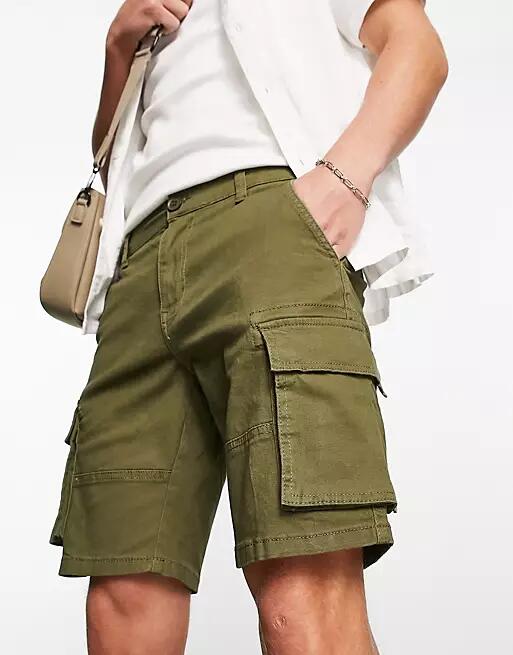 Only & Sons cargo shorts in khaki-Green Cover