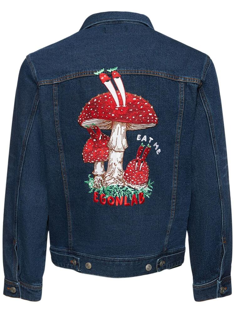 EGONLAB Eat Me Embroidered Cotton Denim Jacket Cover