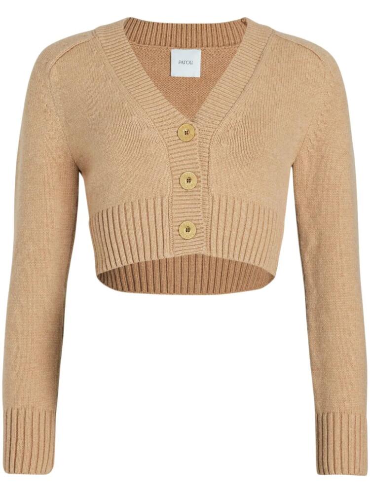 Patou wool-cashmere cropped cardigan - Neutrals Cover