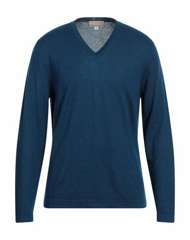 120% Lino Man Sweater Navy blue Linen, Wool Cover