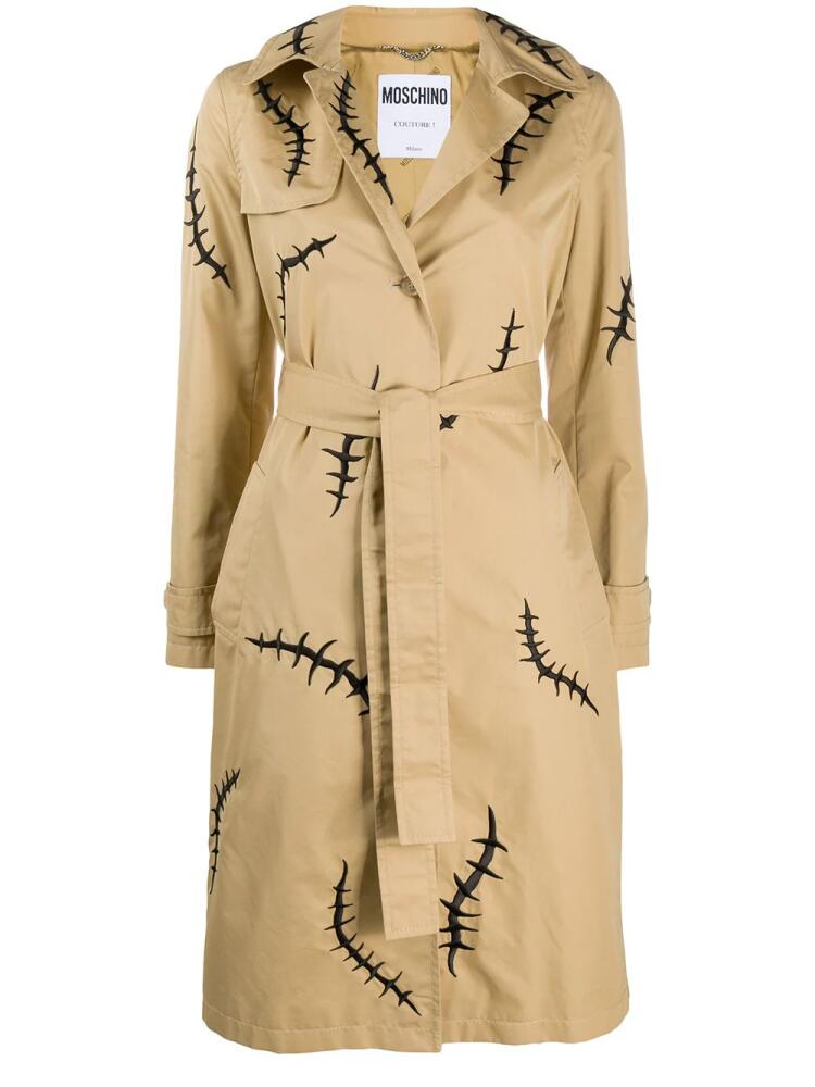 Moschino scar-print trench coat - Neutrals Cover