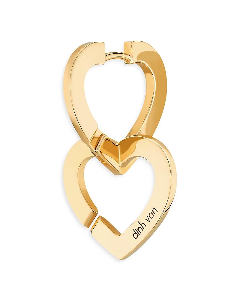 Dinh Van 18K Yellow Double Coeurs Single Heart Hoop Earring Cover