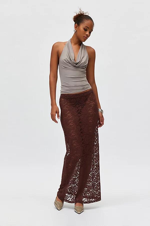 Lioness Black Swan Sheer Lace Maxi Skirt in Brown Cover