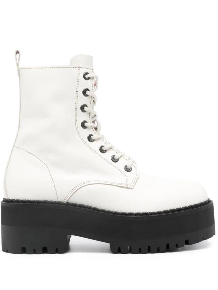 Tommy Jeans 60mm zip-up leather ankle boots - White Cover