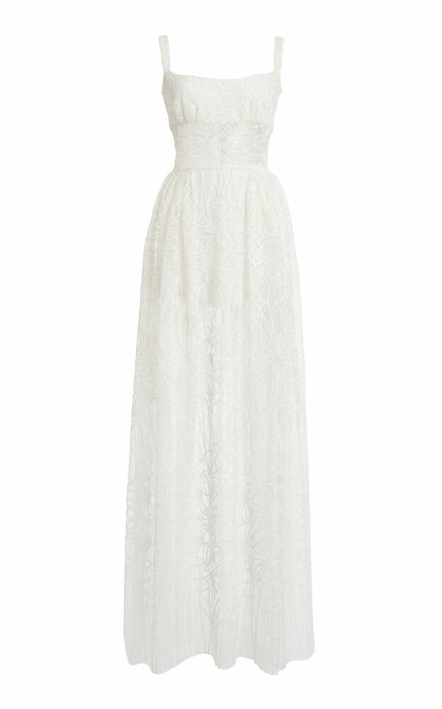 Zuhair Murad - Embroidered Tulle Maxi Dress - White Cover