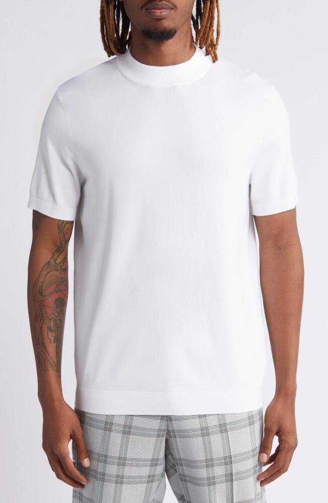 Open Edit Mock Neck Short Sleeve Sweater in White Cover