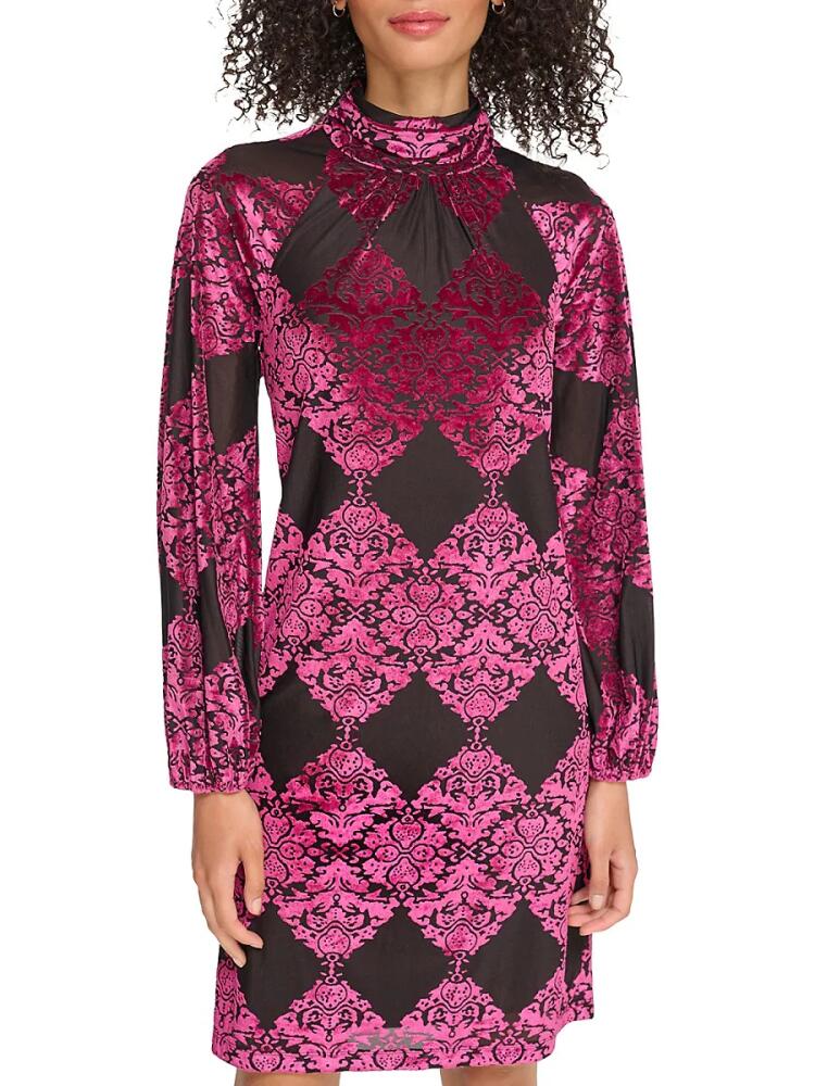 Vince Camuto Women's Velvet Burnout Mini Dress - Magenta Cover