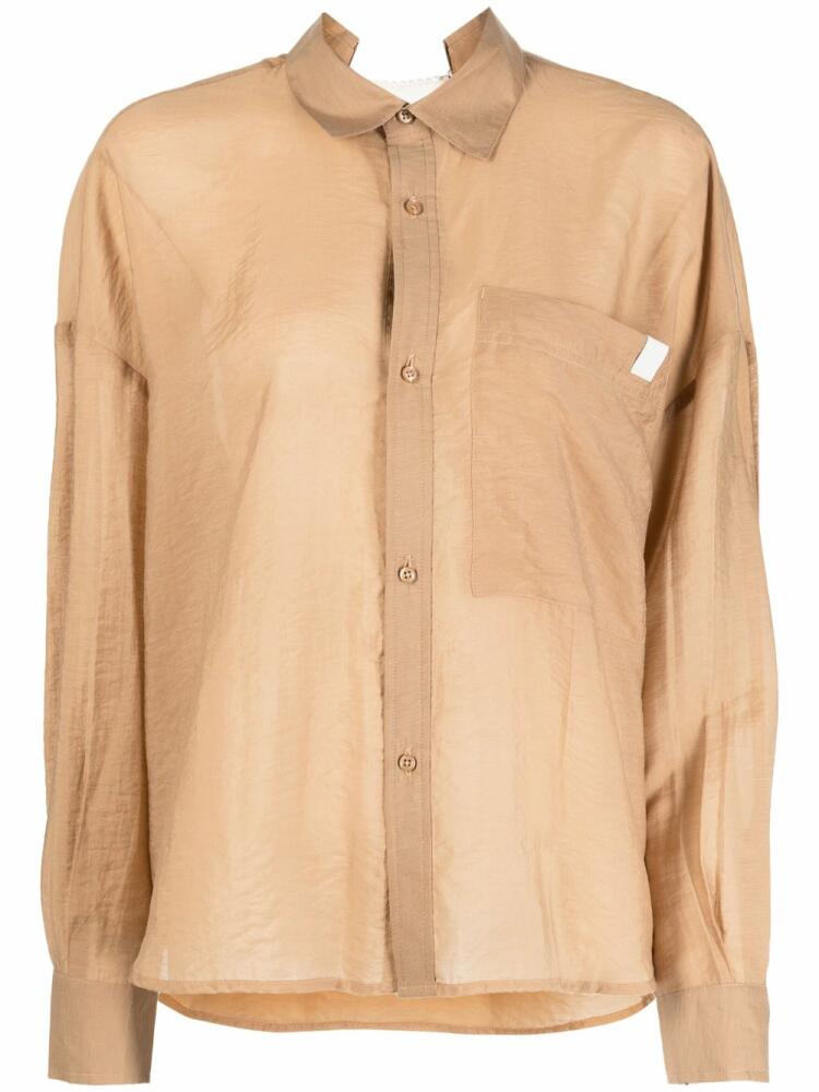 izzue long-sleeve sheer shirt - Neutrals Cover