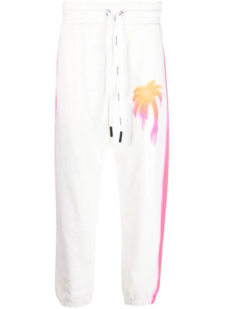 Palm Angels Sprayed Palm cotton track pants - White Cover