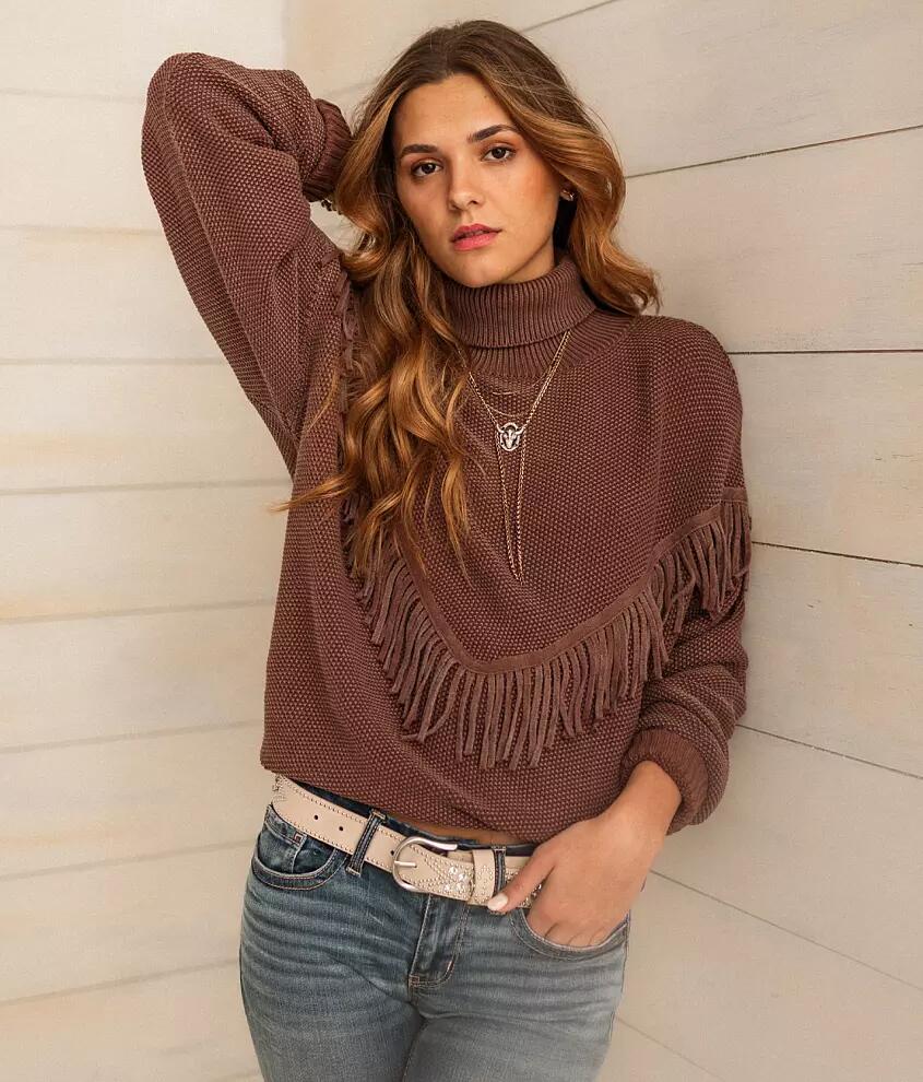 Sterling & Stitch Turtleneck Fringe Sweater Cover