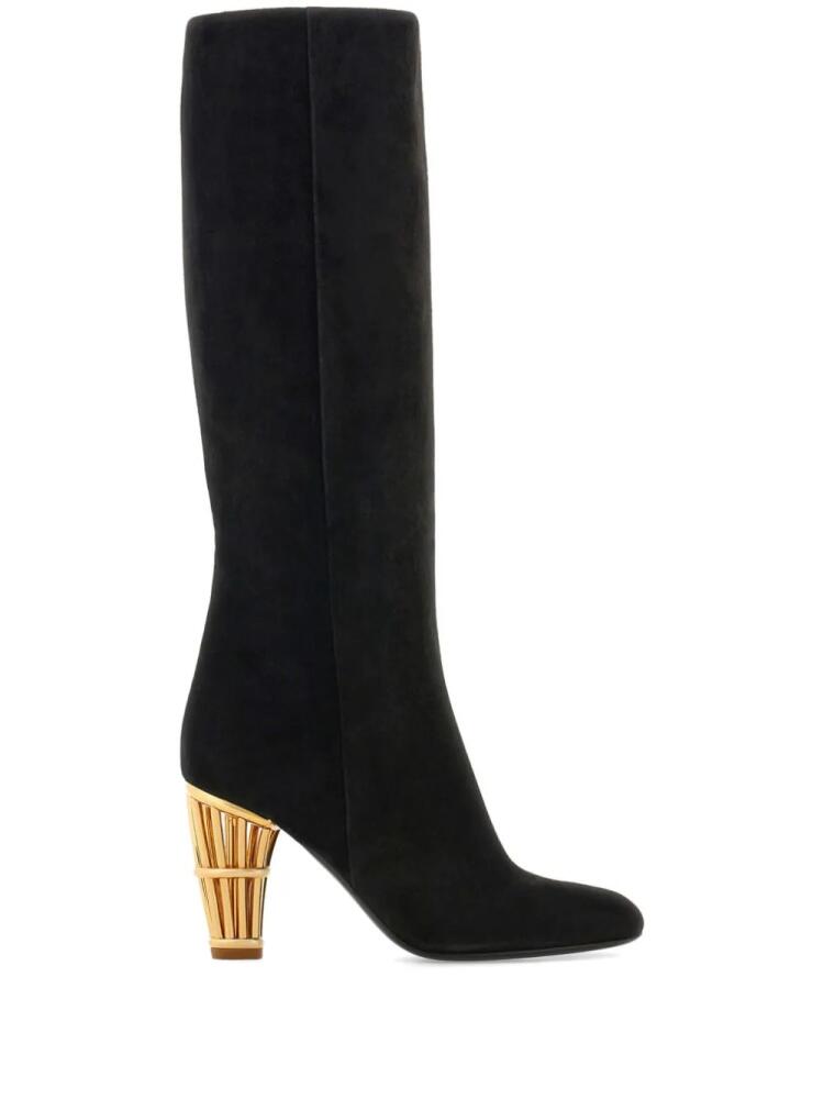 Ferragamo Cage suede knee-high boots - Black Cover