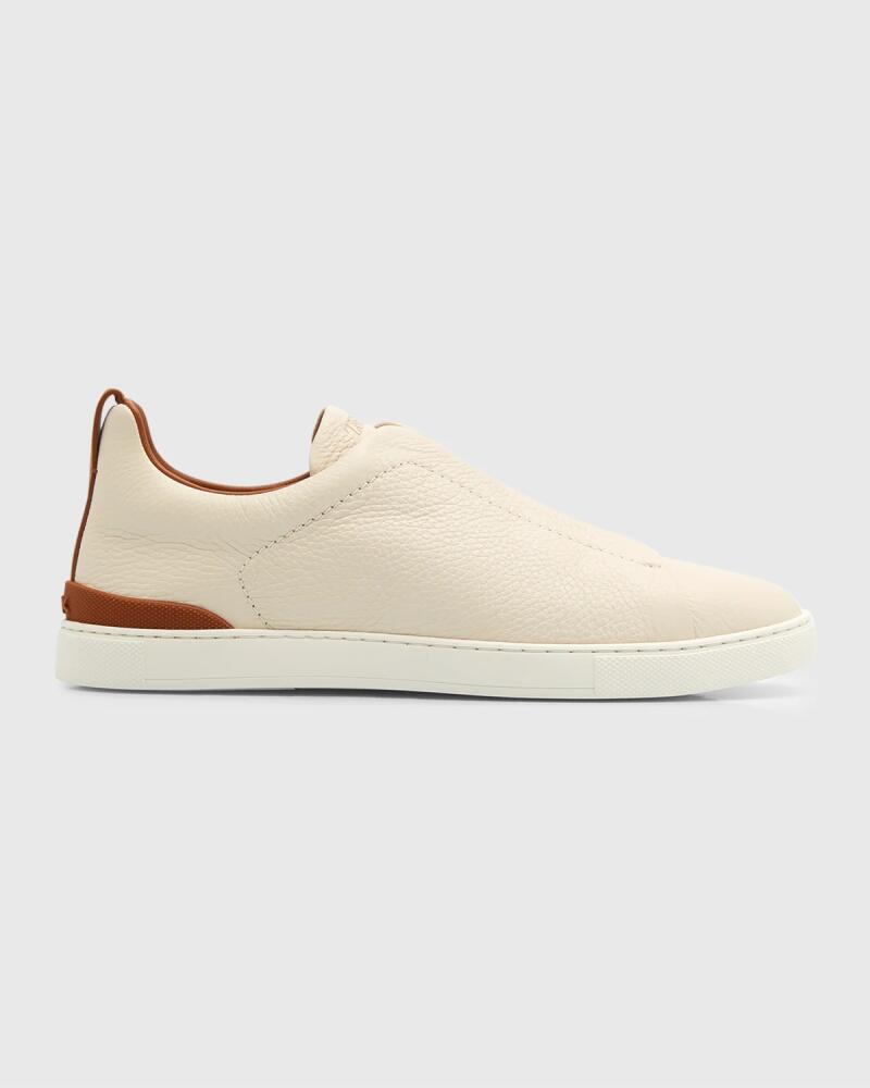 ZEGNA Men's Triple Stitch Deerskin Leather Sneakers Cover