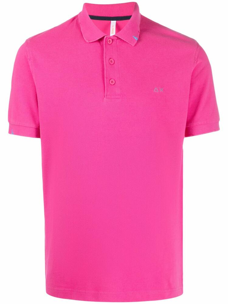 Sun 68 embroidered-logo cotton polo shirt - Pink Cover