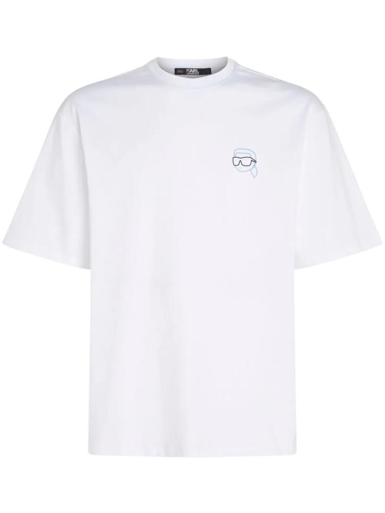 Karl Lagerfeld Ikonik Outline appliqué-detail T-shirt - White Cover