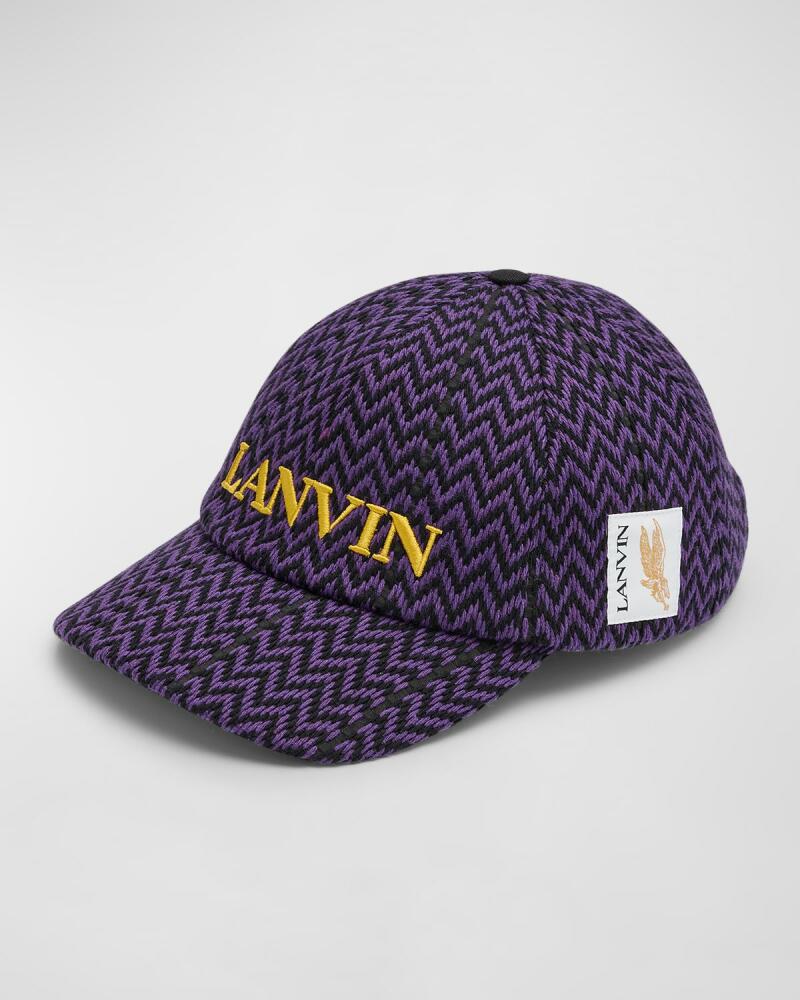 Lanvin Men's Herringbone Logo Baseball Cap Cover