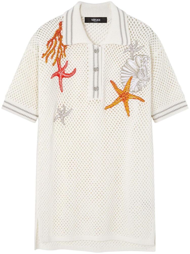 Versace crochet-knit polo shirt - White Cover