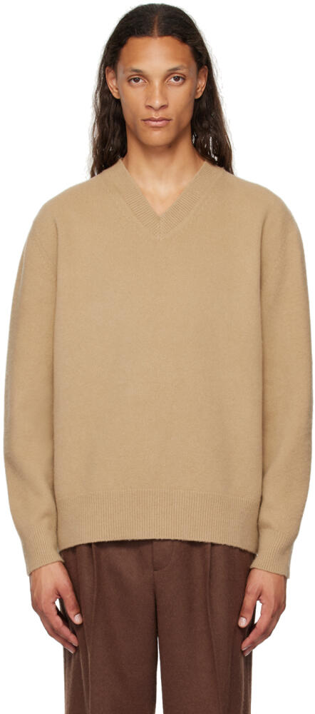 Róhe Beige Relaxed V-Neck Sweater Cover