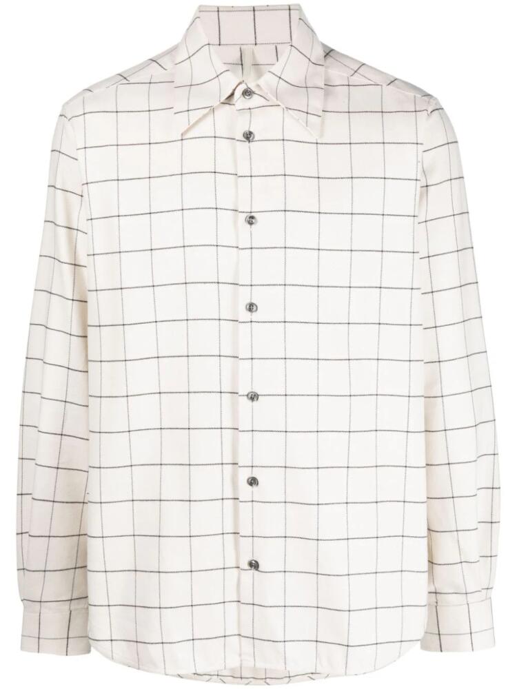 Sunflower grid-pattern pointed-collar shirt - Neutrals Cover