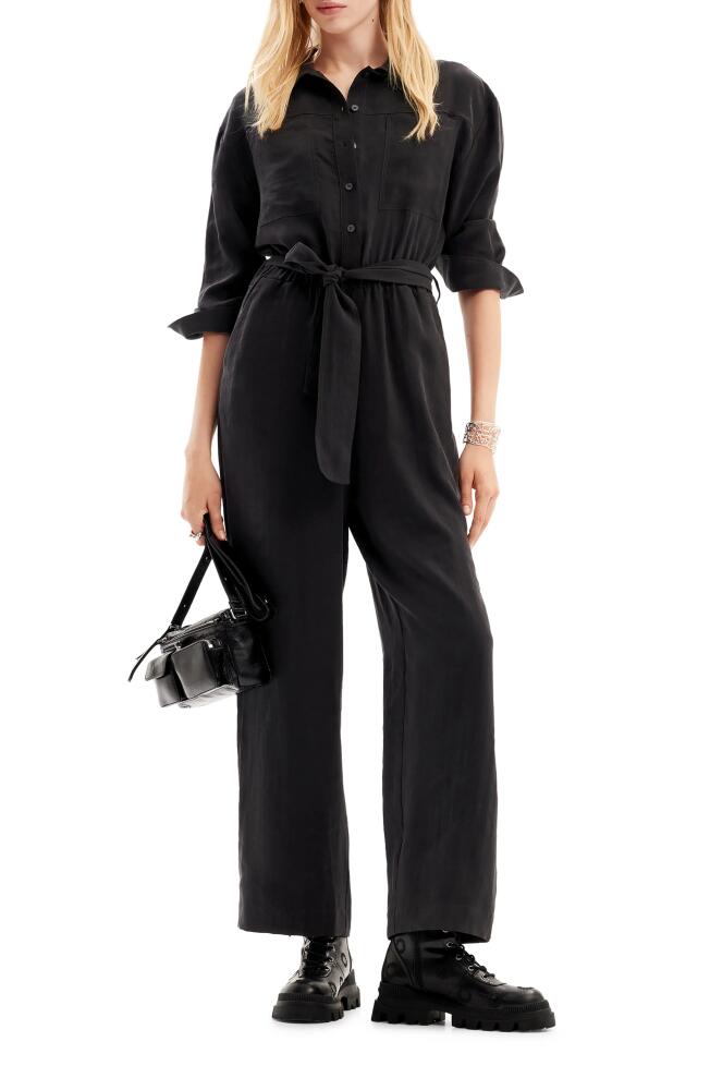 Desigual Carry Tie Waist Long Sleeve Boilersuit in Black Cover