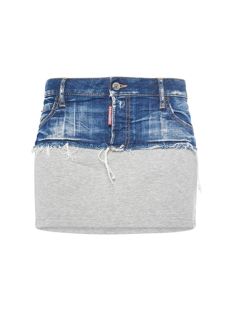 DSQUARED2 Denim & Jersey Low Rise Mini Skirt Cover